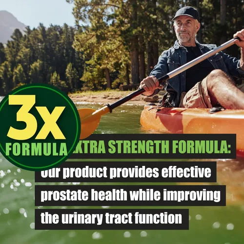 Vista 2 de 3X Formula - Suplementos naturales para la salud de la próstata para hombres, Saw Palmetto para reducir los viajes nocturnos al baño +