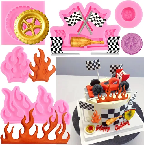 Vista 11 de Zixiang Molde redondo 3D para fondant, molde de silicona con forma de rueda de camión para decoración de pasteles, decoración de cupcakes, arcilla