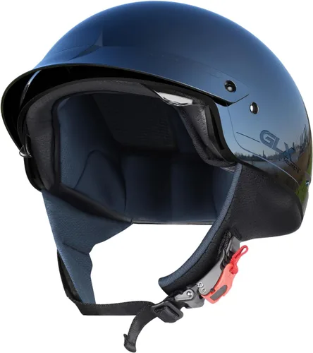 Vista 3 de GLX M14 - Casco de motocicleta de cara abierta, negro, pequeño, aprobado por DOT