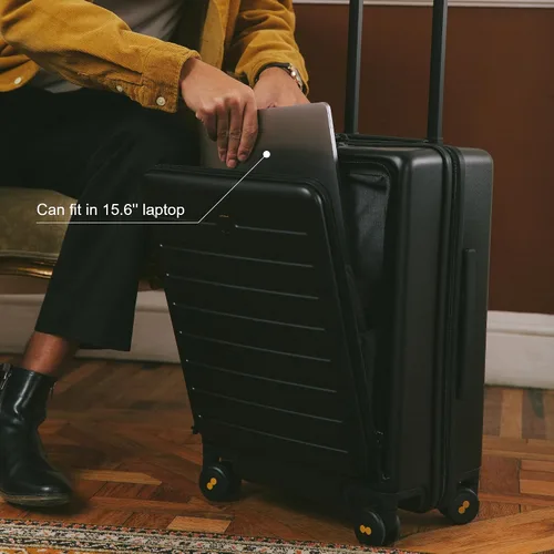 Vista 2 de LEVEL8 Road Runner - Maleta de mano con compartimento, maleta ligera de 20 pulgadas con ruedas aprobada por aerolíneas, equipaje a cuadros
