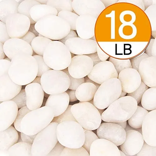 Vista 2 de Guijarros decorativos de 18 libras, piedras blancas, río y roca, grava decorativa pulida natural blanca, guijarros blancos, piedras ornamentales