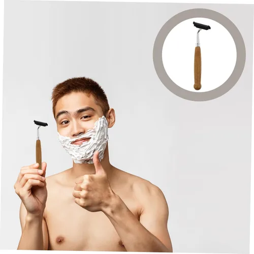 Vista 4 de balacoo 4 unids hombres tradicional mango de bambú afeitar afeitar acero inoxidable herramienta de peluquería para afeitar suave
