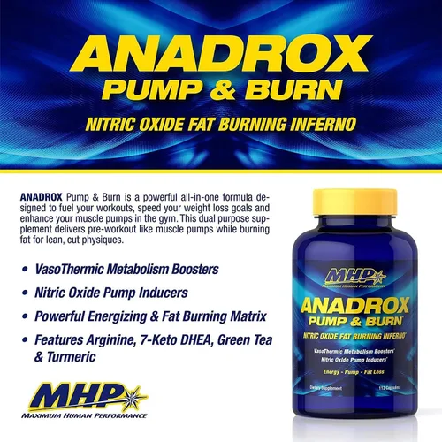 Vista 4 de MHP Anadrox Pump & Burn, óxido nítrico Fat Burning Inferno, 112 cápsulas