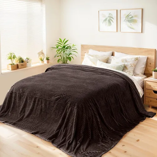 Vista 53 de Vessia - Manta de forro polar de franela (50x70 pulgadas), manta 3D de jacquard negra, esponjosa y cálida para sofá, sillón, cama, silla, 300GSM