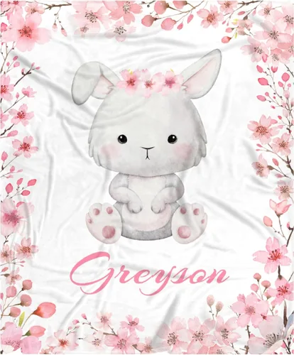 Vista 60 de Manta de bebé personalizada para niñas y niños pequeños, recién nacidos, regalos personalizados de vaca floral con nombre y texto, 40 x 30 pulgadas