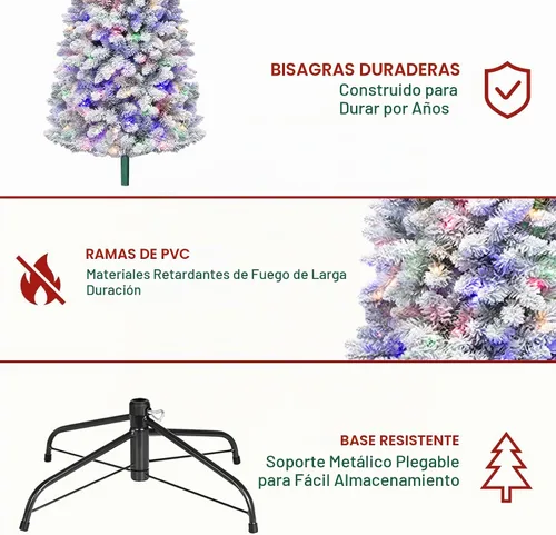 Vista 3 de Hykolity Árbol de Navidad flocado delgado preiluminado de 7.5 pies con 240 Doble color flocado