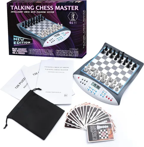 Vista 2 de Juego de ajedrez electrónico con sistema de enseñanza de voz, juego de ajedrez magnético para computadora, gran socio para principiantes y jugadores