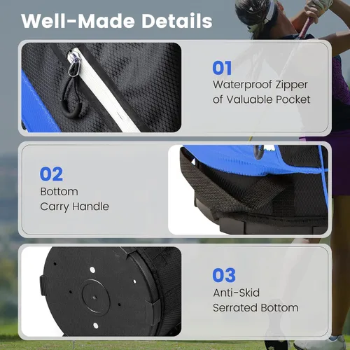 Vista 3 de Bolsa de carrito de golf Tangkula con divisores superiores de 14 vías, bolsa ligera para palos de golf con 9 bolsillos, bolsa con enfriador, soporte