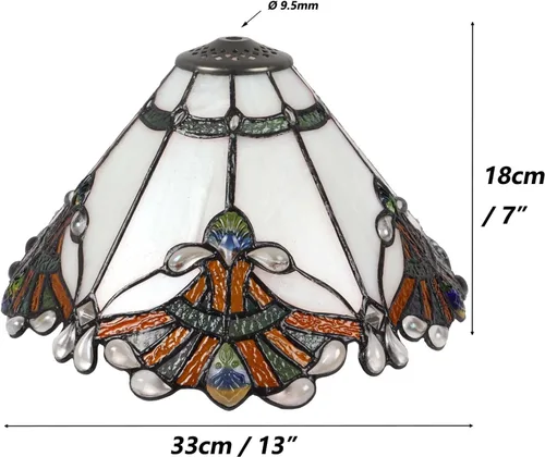 Vista 6 de Bieye L11058 Lámpara colgante de techo estilo Tiffany barroco para decoración del hogar (blanco, 13 pulgadas de ancho)