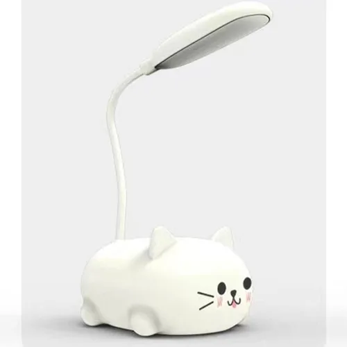 Vista 8 de Neioaas Lámpara LED de escritorio para niños, bonita lámpara de gato luz de lectura recargable por USB, luz de mesa LED portátil, cuello de ganso