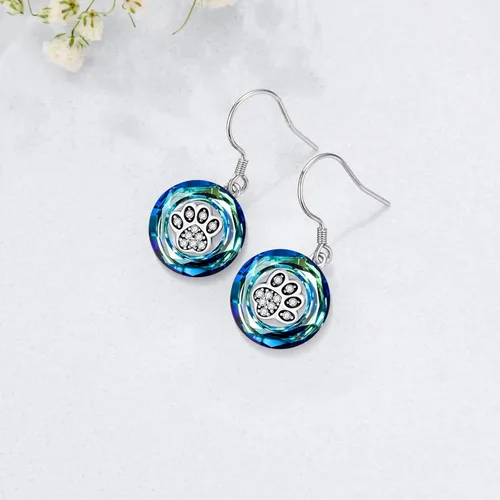 Vista 12 de POPKIMI Bonitos aretes colgantes de animales, joyería de animales, regalos de cumpleaños y Navidad para mujeres, aretes de ópalo de cristal de plata