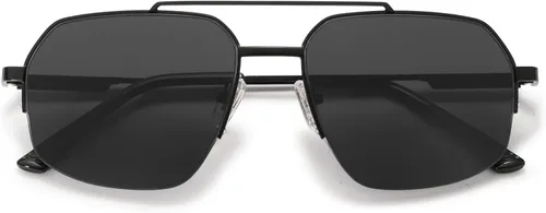 Vista 11 de SOJOS Trendy Aviator Sunglasses Mens Womens Retro Double Bridge Metal Frame Semi-Rimless Shades SJ1191