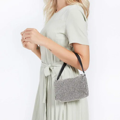 Vista 7 de Bolso de mano de noche con cristales brillantes para mujeres y niñas, bolso cruzado brillante para boda, graduación, fiesta, club, bolsos de mano