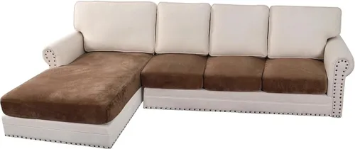 Vista 222 de H.VERSAILTEX Funda de cojín elástica de terciopelo para sofá, funda de cojín de felpa para cojines de silla, protector de muebles, cojín de asiento