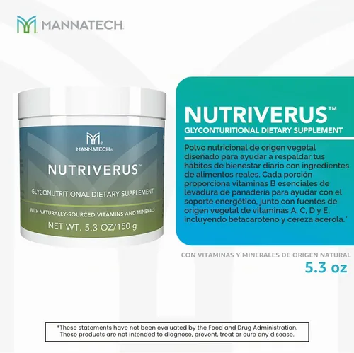 Vista 3 de Mannatech - Suplemento gliconutricional NutriVerus™ - 5.3 oz Contiene vitaminas A, C, complejo B y D, gliconutrientes, ingredientes a base