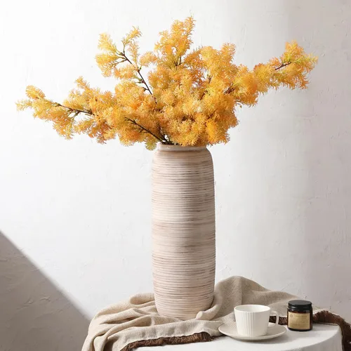 Vista 7 de ALMA Jarrón blanco alto para piso, jarrón extra grande de 18'' para ramo de flores secas de hierba de las pampas, jarrones grandes de cerámica