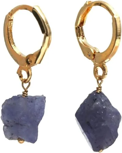 Vista 37 de Gempires Handmade Gemstone Hoop Earrings Raw Crystal Dangle Jewelry Hypoallergenic Gold Plated Lightweight Elegant Jewelry Gifts For Women