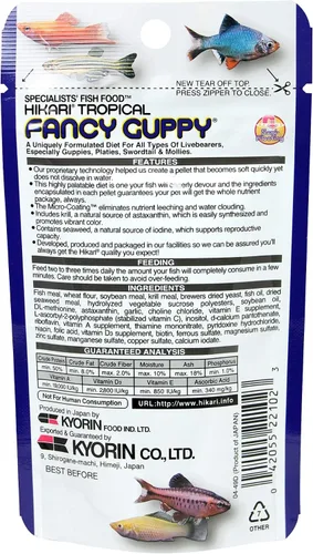 Vista 2 de Hikari Tropical Fancy Guppy Fish Food, 0.77 oz (22g)
