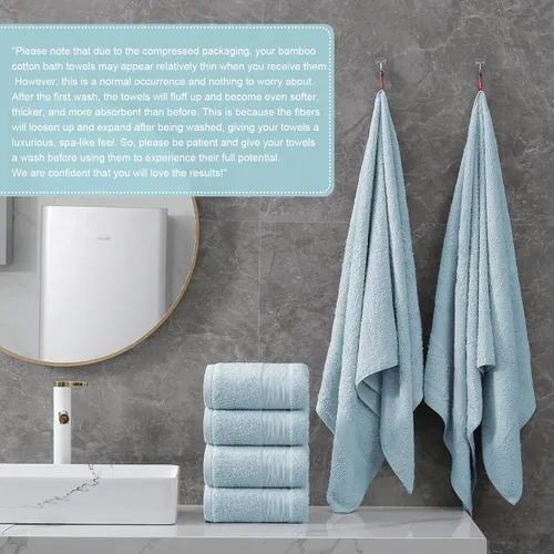 Vista 6 de Aibaser Toallas de baño, 27 x 54 pulgadas, naturales, ultra absorbentes, para baño, viajes, gimnasio, ducha y spa (juego de 6 piezas) (azul)
