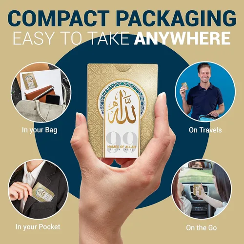 Vista 7 de 99 Nombres de Allah - Significados en árabe inglés y versos del Corán Back to School 99 Names of Allah cards for teen and adult Islamic study with