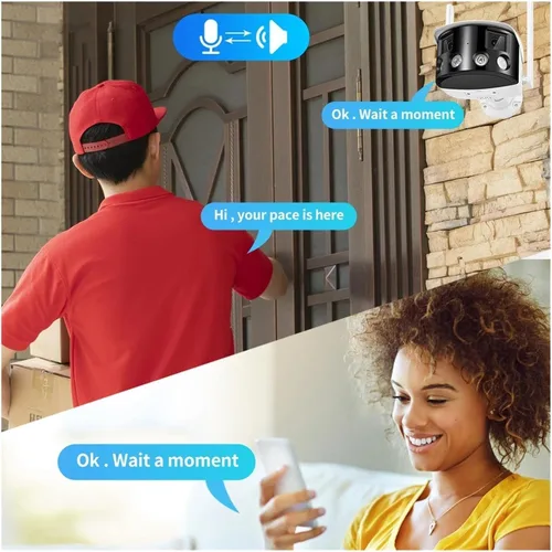 Vista 4 de Cámara IP de seguridad para exteriores WiFi de doble lente 4K
