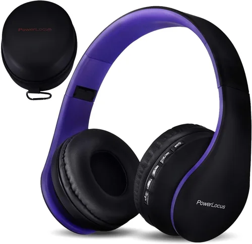 Vista 15 de PowerLocus - Audífonos inalámbricos Bluetooth para usar sobre las orejas, estéreo, plegables, con cable y micrófono incorporado para iPhone