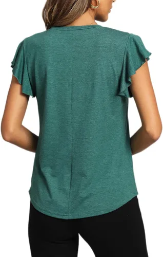 Vista 2 de LYANER Blusa casual con volantes y cuello en V para mujer