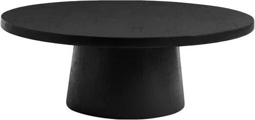 Vista 9 de CIMOTA Mesa de centro moderna de travertino, mesa central redonda de hormigón con aspecto de piedra de hormigón con base de pedestal estable