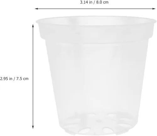 Vista 4 de HANABASS 6 macetas transparentes de 3 pulgadas con agujeros de drenaje, macetas de plástico para guardería, flores, suculentas, orquídeas