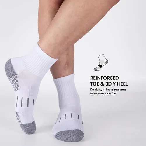 Vista 5 de Heatuff Calcetines deportivos para hombre con un cuarto de amortiguación, absorben la humedad, para correr, deportes, trabajo (8 pares)