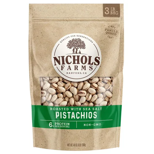 Vista 6 de Nichols Farms Pistachos Orgánicos de California en Cáscara, Aperitivo Proteico Saludable, Habanero Lima, 14 oz