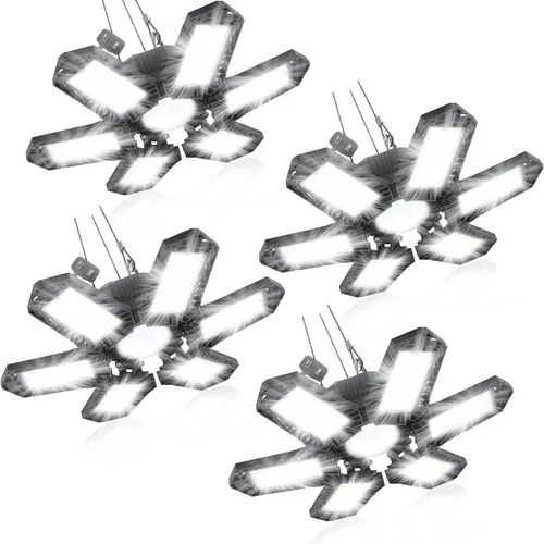 Vista 10 de SEOBIOG Luz de garaje enchufable, 200 W, 20000 lúmenes, luz de tienda enlazable con interruptor de encendido/apagado, luces LED colgantes de 6500 K