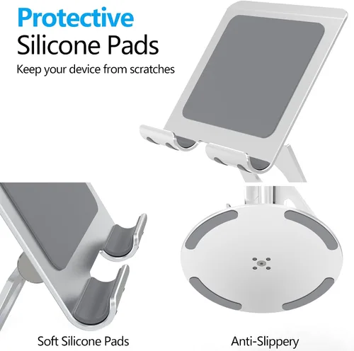 Vista 7 de Swivel Tablet Stand, Aluminum Portable 360°Rotating Adjustable Tablet Holder for All 4-12.9’’ iPad Surface Samsung Phone Tablet Kindle E-Reader and