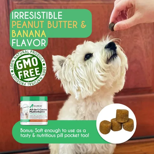 Vista 5 de Balanced Breed Suplementos de vitaminas para perros todo en 1 fabricados en Estados Unidos aprobados por veterinarios y farmacéuticos, probióticos
