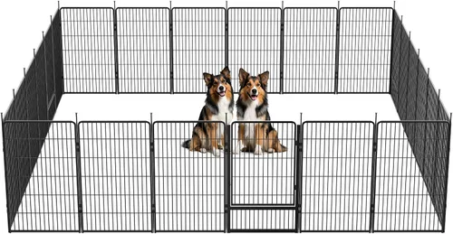 Vista 22 de SunsGrove - Cerca para perros para exteriores, corral resistente de 32 pulgadas con 2 paneles para perros pequeños y medianos, cerca de juego
