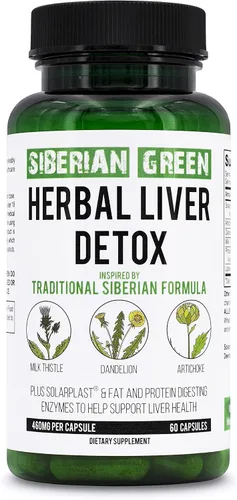 Vista 3 de Siberian Green Desintoxicación hepática a base de hierbas con cardo mariano y alcachofa diente de león 60 cápsulas - Fórmula siberiana tradicional