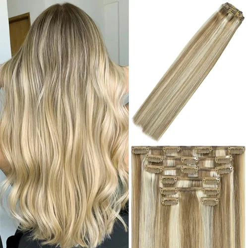 Vista 29 de WindTouch - Extensiones de cabello humano liso con pinzas, color negro azabache, 2.47 onzas, N.° 1, 12 pulgadas, 7