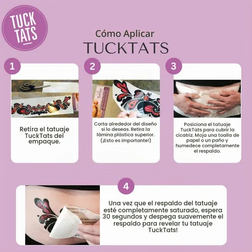 Vista 4 de TuckTats Tatuaje temporal de rosa para cicatrices – Tatuaje realista impermeable de cubierta de cicatrices para mastectomía, reconstrucción