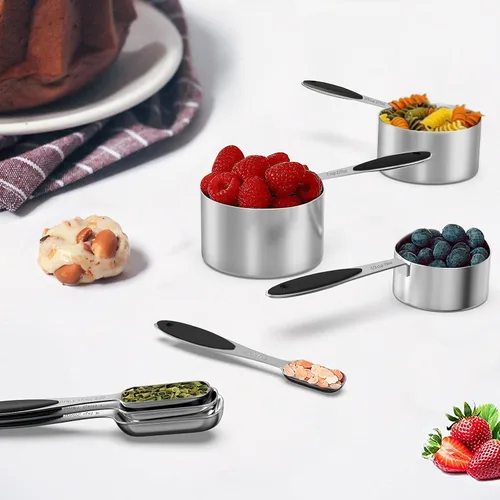 Vista 19 de Measuring Cups and Spoons - Wildone Stainless Steel 20 Piece Stackable Set, Includes 8 Measuring Cups, 10 Measuring Spoons, 1 Leveler & 1 Whisk, for