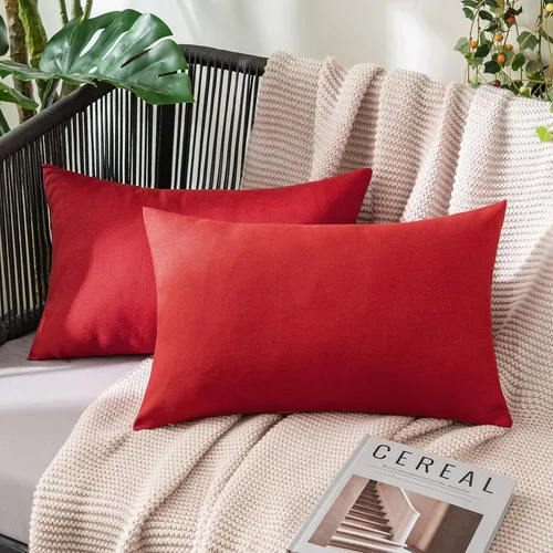 Vista 68 de MIULEE - Paquete de 2 fundas de almohada decorativas para exteriores, impermeables, sólidas, de imitación de lino, para jardín, casa de campo, Azul