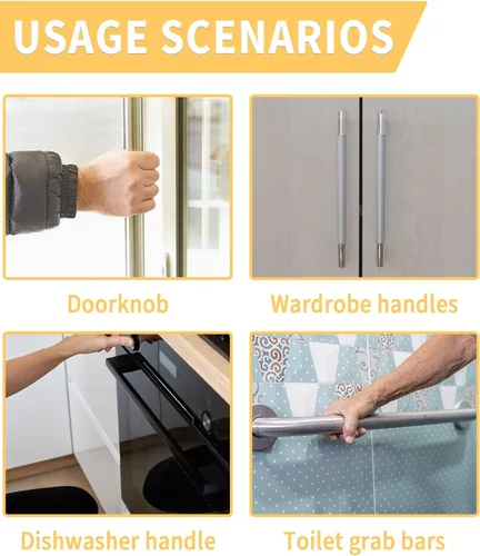 Vista 7 de Juego de 2 fundas de arpillera otoñal para manijas de puerta de refrigerador, para lavavajillas, microondas, horno, nevera, estufa