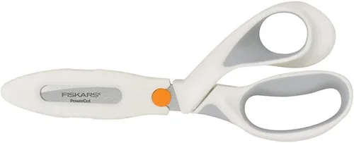 Vista 3 de Fiskars SoftGrip PowerCut Tijeras de tela y medios mixtos, tijeras resistentes de 8 pulgadas para tela, cartón, corcho, metal decorativo y corte