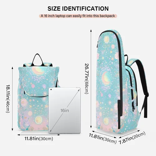 Vista 3 de Mochila de pelota de raqueta de tenis, linda y resistente, color azul y rosa, para astrología, pickleball, bolsa de gimnasio para hombres y mujeres