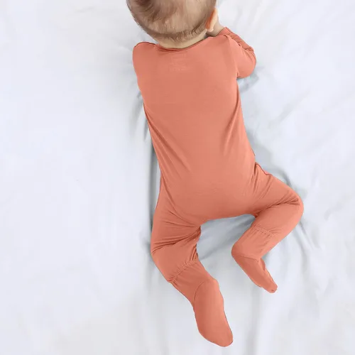 Vista 6 de GUISBY Pijama de rayón con pies para bebé con puños de manopla, mameluco suave de manga larga de 0 a 18 meses