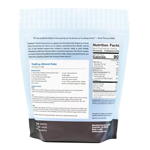 Vista 2 de Cup4Cup Harina de granos antiguos, 1 libra, certificada sin gluten, sustitución 1:1 de harina convencional, sin OMG, Kosher, fabricada en EE. UU