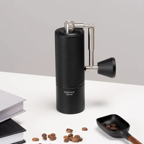 Vista 2 de TIMEMORE C3S Pro - Molinillo de café manual con rebaba cónica de acero inoxidable, cuerpo totalmente metálico, ajuste ajustable