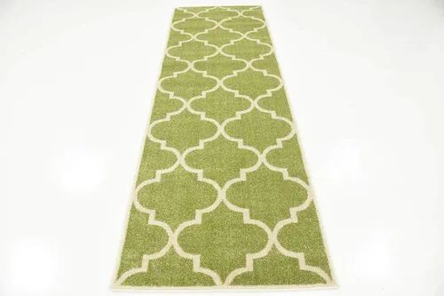 Vista 4 de Unique Loom Trellis Collection - Alfombra marroquí de pasillo verde celosía (2 pies 7 pulgadas x 8 pies)