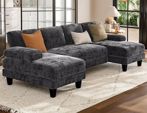 Vista 4 de Txtin's - Sofás seccional en forma de U para sala de estar, sofá modular de 111 pulgadas con chaise doble, sofá lounge grande para apartamento, gris