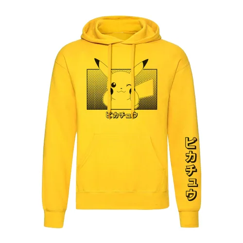 Vista 2 de Sudadera con Capucha Unisex Pokémon Pikachu Katakana Amarillo