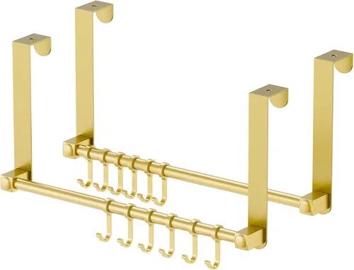 Vista 11 de Ganchos para colgar sobre la puerta, ganchos ajustables resistentes para colgar sobre la puerta, organizador para baño, color negro heavy duty